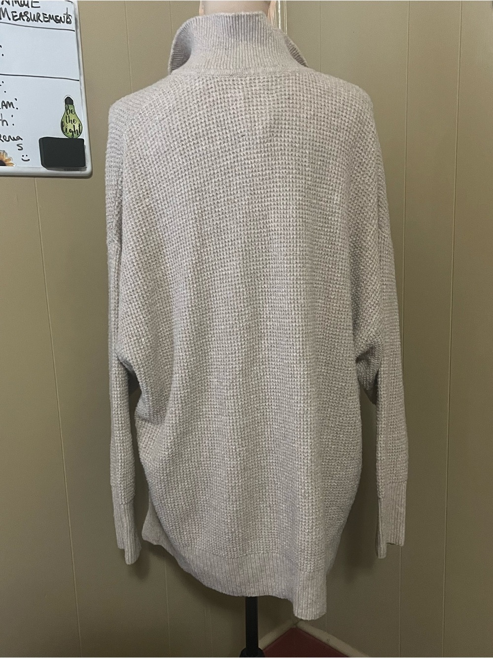 Aerie XL V-Neck Oversized Knit Sweater Light Brown/Taupe Cozy Winter Neutral - Picture 3 of 9